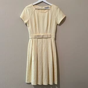 Tailored Pleated Midi Dress with Knot Detail